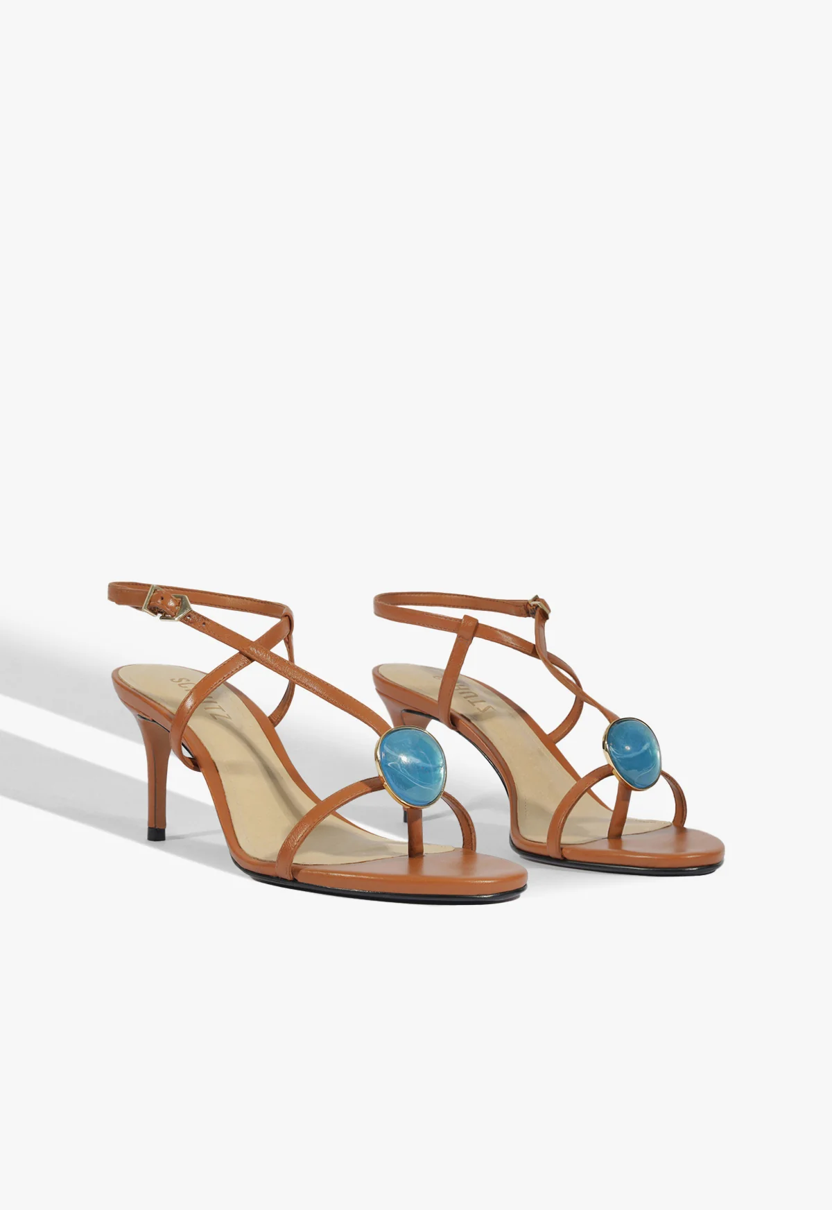 Azure Mid Embellished Leather Sandal - Image 3