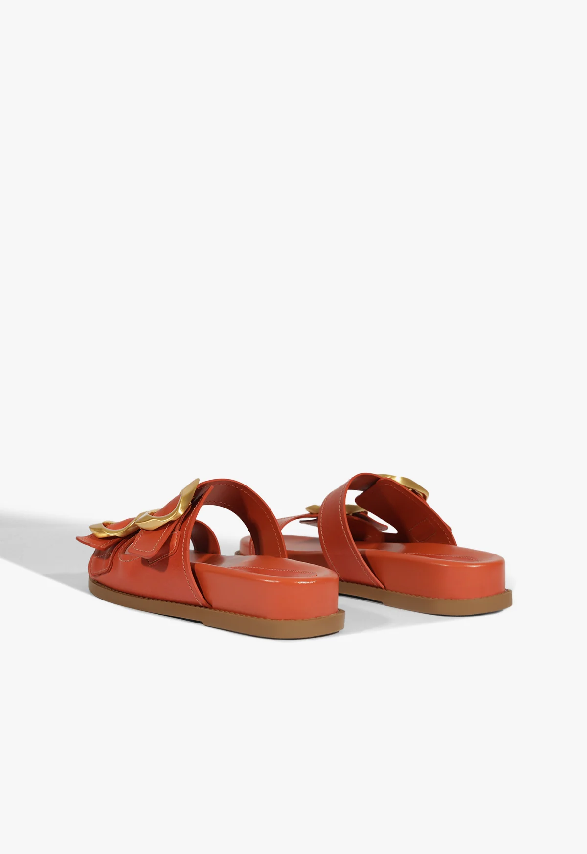 Olga Orange Leather Sporty Sandal - Image 3